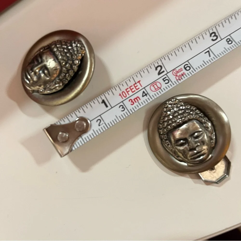 Vintage 1960 70 MCM Thailand Buddha Silver cosplay Oversized Art deco Cufflinks
